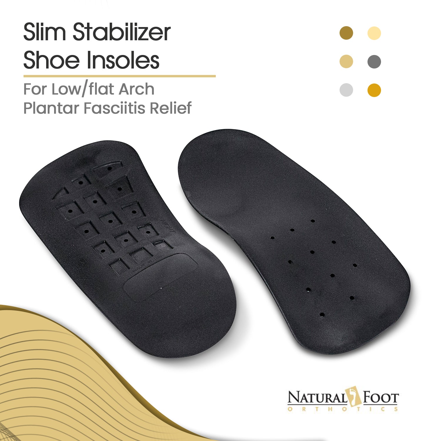 Slim Stabilizer Low Arch Support Inserts - Natural Foot Orthotics